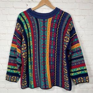 Vintage Forelli International Sweater Womens 1X Biggie Cosby Geometric 90’s